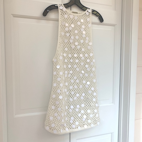 Caroline Constas White Sleeveless Crochet Coverup Sz Small - Picture 13 of 16